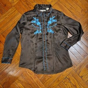 Satin embroidered western shirt w snaps